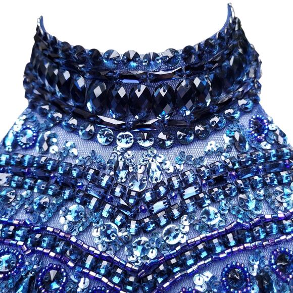 Sherri Hill Blue Two Piece Cocktail Homecoming Dress Embellished Short Skirt 0 - Picture 3 of 16